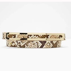 WHBM SNAKESKIN EMBOSSED LEATHER SKINNY BELT